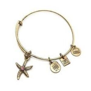 ALEX AND ANI Pink Crystal Stone Starfish Gold Bracelet